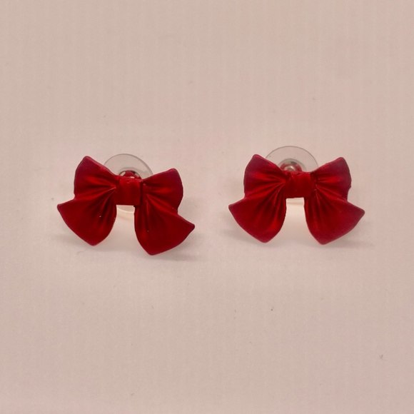 ❤️ FREE Bow Girly Trendy Soft Chic Glam Minimal Modern Stud Hipster Hip Earrings - Picture 5 of 5